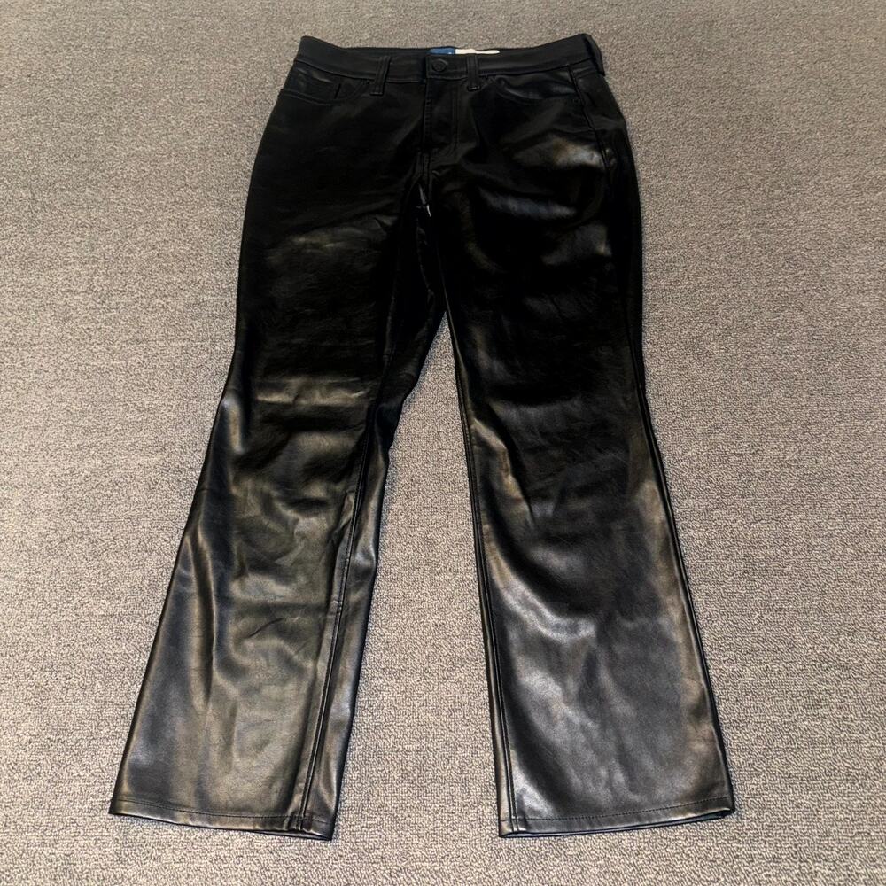 Old Navy Boot-Cut Pants Women's 4 Petite Black High-Rise Faux Leather Pockets